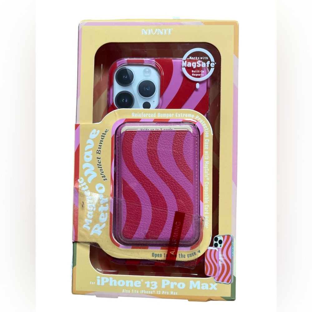 RETRO WAVE WALLET BUNDLE EXTREME PROTECTION CASE. Fits iPhone 12PROMAX/13 PROMAX